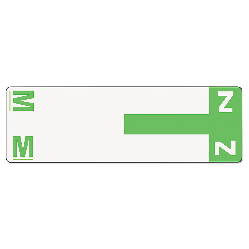 Smead AlphaZ Color-Coded First Letter Combo Alpha Labels, M/Z, 1.16 x 3.63, Light Green/White, 5/Sheet, 20 Sheets/Pack (SMD67164)