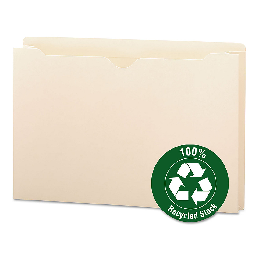 Smead 100% Recycled Top Tab File Jackets, Straight Tab, Legal Size, Manila, 50/Box (SMD75607)