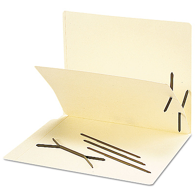 One-Piece 2-Prong Fasteners for Smead Pre-Slit Folder Dividers, 0.63" and 1" Capacity, 2.75" Center to Center, Brown, 100/Box (SMD35051)