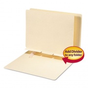 Smead Self-Adhesive Folder Dividers for Top/End Tab Folders, Prepunched for Fasteners, 1 Fastener, Letter Size, Manila, 100/Box (68021)