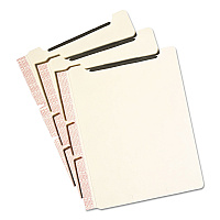 Smead Self-Adhesive Folder Dividers with Twin-Prong Fasteners for Top/End Tab Folders, 1 Fastener, Letter Size, Manila, 25/Pack (SMD68025)