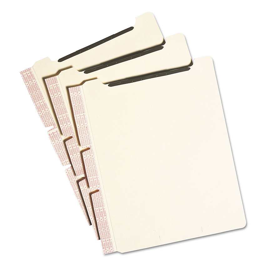 Smead Self-Adhesive Folder Dividers with Twin-Prong Fasteners for Top/End Tab Folders, 1 Fastener, Letter Size, Manila, 25/Pack (SMD68025)