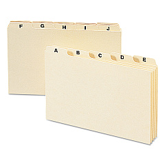 Smead Manila Card Guides, 1/5-Cut Top Tab, A to Z, 5 x 8, Manila, 25/Set (SMD57076)