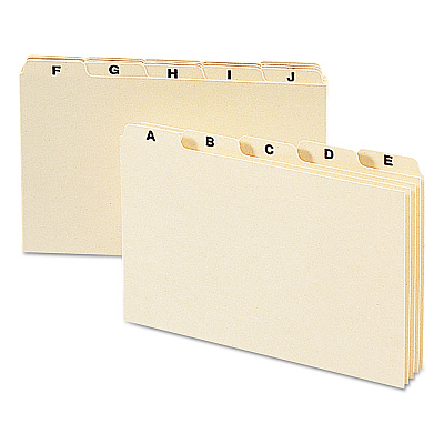 Smead Manila Card Guides, 1/5-Cut Top Tab, A to Z, 5 x 8, Manila, 25/Set (SMD57076)