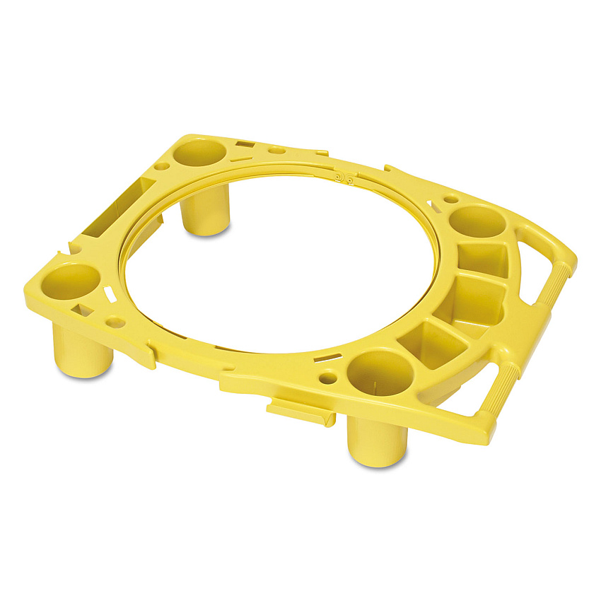 Rubbermaid Commercial BRUTE Standard Brute Rim Caddy, Four Compartments, Fits 32.5" Diameter Cans, 26.5 x 6.75, Yellow (RCP9W87YEL)