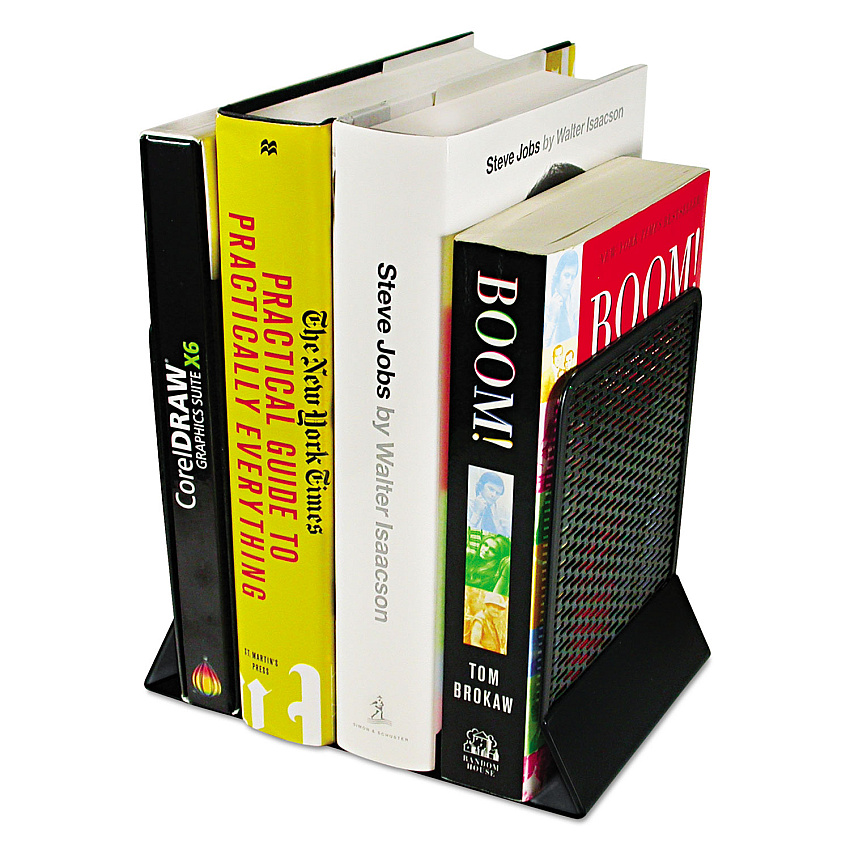 Artistic Urban Collection Punched Metal Bookends, Nonskid, 5.5 x 6.5 x 6.5, Perforated Steel, Black, 1 Pair (AOPART20008)