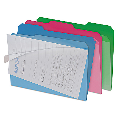 find It Clear View Interior File Folders, 1/3-Cut Tabs: Assorted, Letter Size, Assorted Colors, 6/Pack (IDEFT07187)