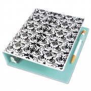 Avery Durable Mini Size Non-View Fashion Binder with Round Rings, 3 Rings, 1" Capacity, 8.5 x 5.5, Damask/Light Blue (18445)