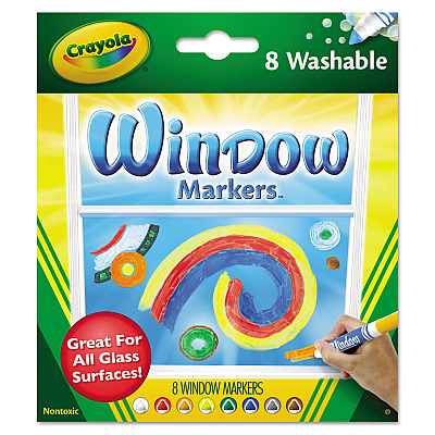 Crayola Washable Window FX Marker, Broad Bullet Tip, Assorted Colors, 8/Pack (CYO588165)