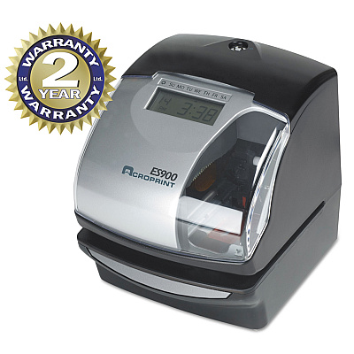 Acroprint ES900 Atomic Electronic Payroll Recorder, Time Stamp and Numbering Machine, Digital Display, Black (ACP010209000)