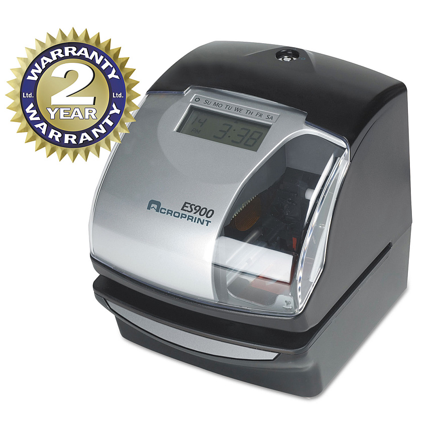 Acroprint ES900 Atomic Electronic Payroll Recorder, Time Stamp and Numbering Machine, Digital Display, Black (ACP010209000)