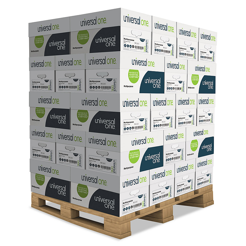 Universal Deluxe Multipurpose Paper, 98 Bright, 20lb Bond Weight, 8.5 x 11, Bright White, 500/Ream, 10 Reams/Carton, 40 Cartons/Pallet (UNV95200PLT)
