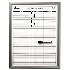 AbilityOne 7110015680403, SKILCRAFT Magnetic In/Out Board, Up to 29 Employees, 18 x 24, White Surface, Anodized Aluminum Frame