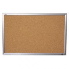 AbilityOne 7195014840007 SKILCRAFT Quartet Cork Board, 24 x 18, Natural Surface, Silver Anodized Aluminum Frame