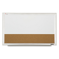 AbilityOne 7110015680402, SKILCRAFT Cubicle Combination Boards, 22 x 32, Tan/White Surface, White Aluminum Frame