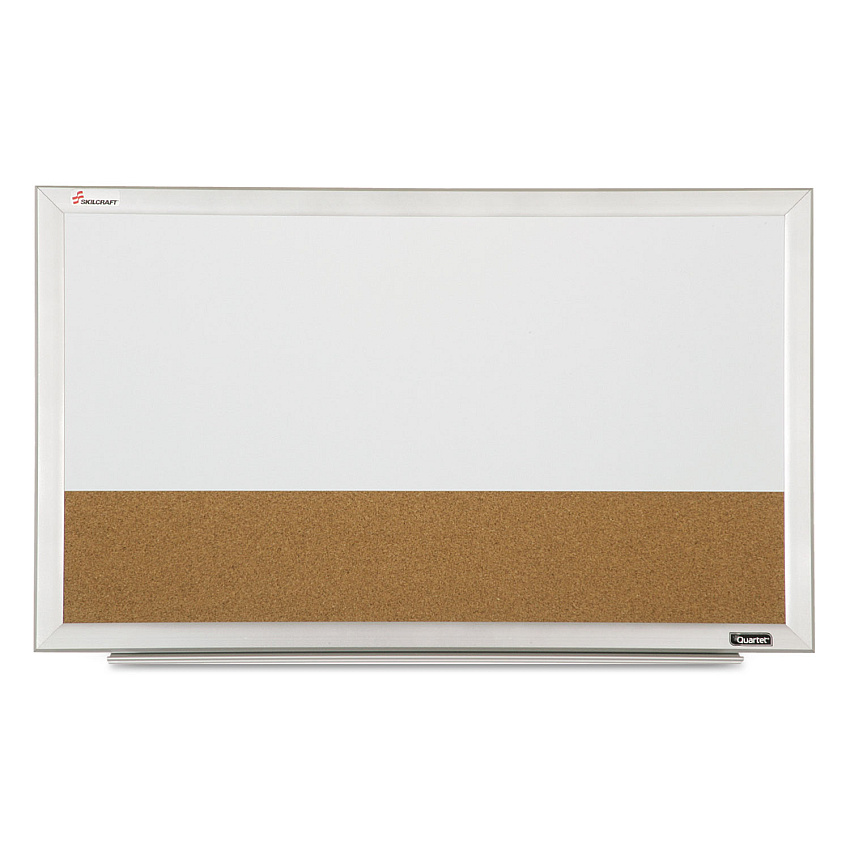 AbilityOne 7110015680402, SKILCRAFT Cubicle Combination Boards, 22 x 32, Tan/White Surface, White Aluminum Frame