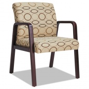 Alera Reception Lounge WL Series Guest Chair, 24.21" x 24.8" x 32.67", Tan Seat, Tan Back, Mahogany Base (RL4351M)