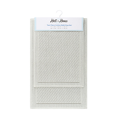 Cotton 2pc Bath Mat Set 17x24/20x32 Light Gray, 2pc Set (P-HH-BM-2PK-GY)
