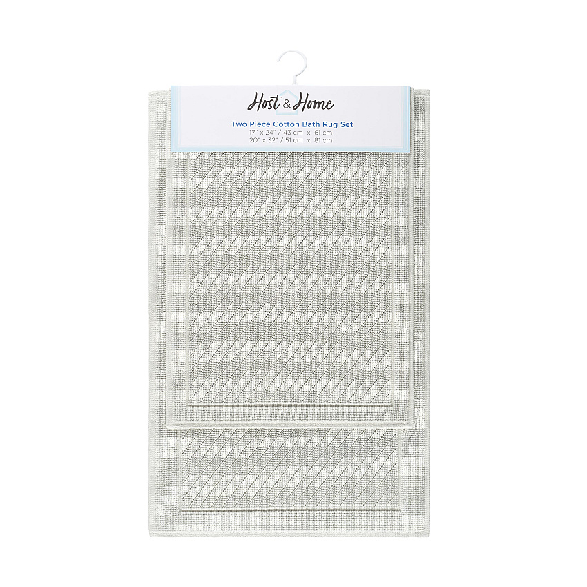 Cotton 2pc Bath Mat Set 17x24/20x32 Light Gray, 2pc Set (P-HH-BM-2PK-GY)