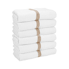 Power Gym Bath Towel 22x44 Beige Stripe, Pack Of 6 (PNP-PWR-2244-6BGCS)