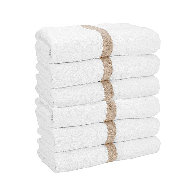 Power Gym Bath Towel 22x44 Beige Stripe, Pack Of 6 (PNP-PWR-2244-6BGCS)