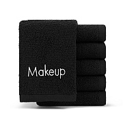 Hotel Cotton Makeup Washcloth 13x13 Black (6/pack), Pack Of 6 (P-MAKEUP-13X13)