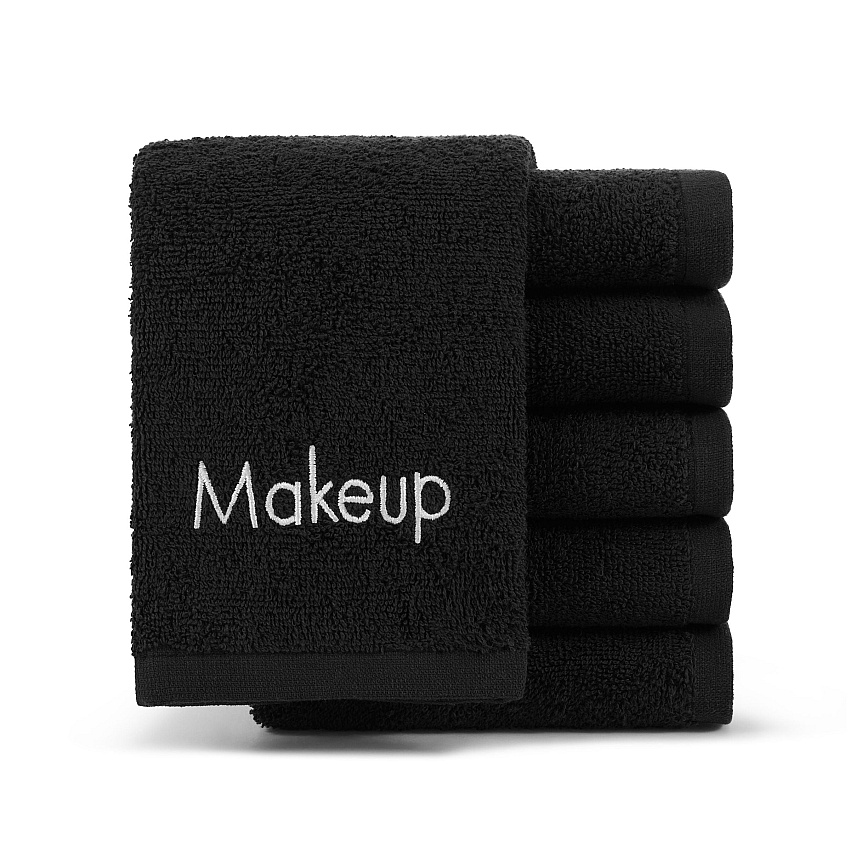 Hotel Cotton Makeup Washcloth 13x13 Black (6/pack), Pack Of 6 (P-MAKEUP-13X13)
