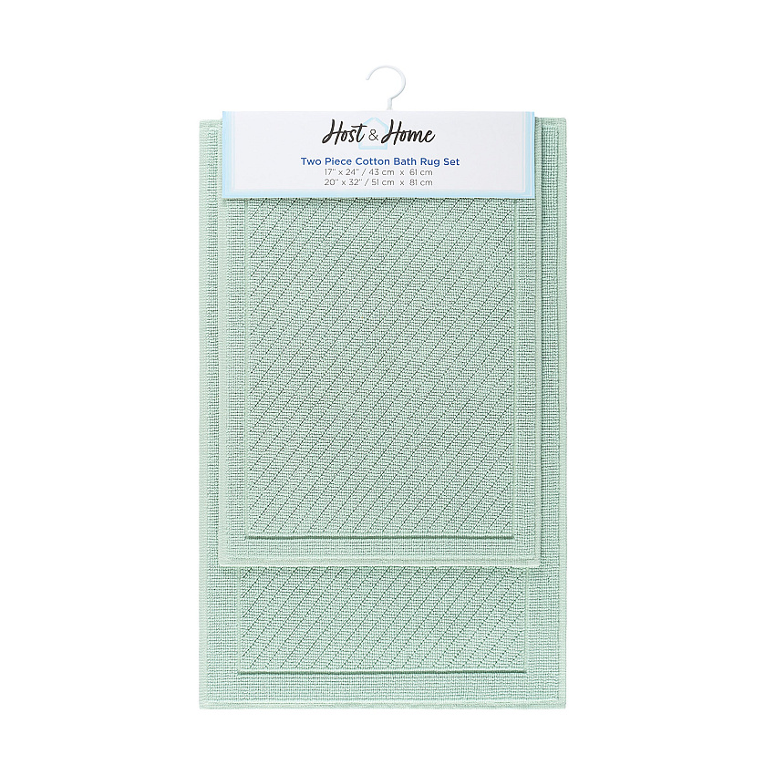 Cotton 2pc Bath Mat Set 17x24/20x32 Silt Green, 2pc Set (P-HH-BM-2PK-GR)
