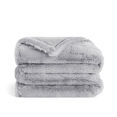 Aston & Arden Luxe Mink Faux Fur Throw 50x70 Light Grey, Case Of 3 (TH-FF-5070-LG)
