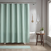 H&h Poly Shower Curtain Set 72x72 Raindrop Silt Green, Case Of 12 (SCSET-7272-GR)