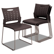 Alera Continental Series Plastic Perforated Back Stack Chair, Supports 275 lb, Charcoal Gray Seat/Back, Gunmetal Base, 4/CT (SC6546)