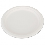 SCT ChampWare Heavyweight Bagasse Dinnerware, Plate, 10" dia, White, 500/Carton (18160)