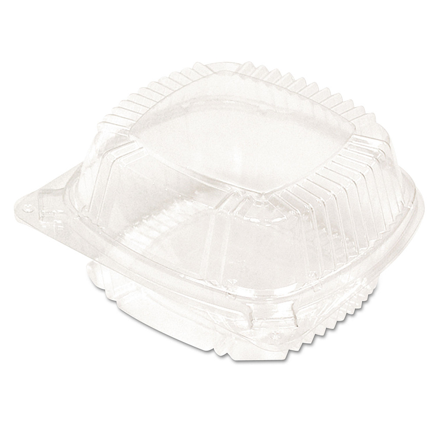 Pactiv Evergreen ClearView SmartLock Hinged Lid Container, Hoagie Container, 11 oz, 5.25 x 5.25 x 2.5, Clear, Plastic, 375/Carton (PCTYCI81050)