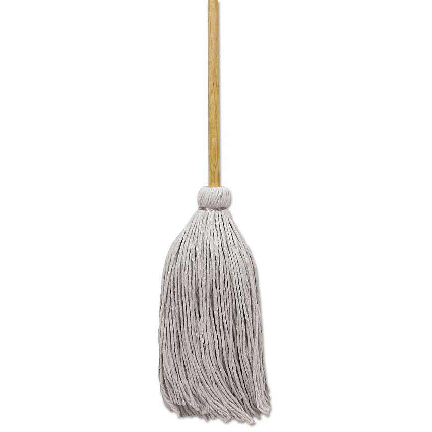 Boardwalk Cotton Deck Mop, #32 White Cotton Head, 50" Wood Handle, 6/Carton (BWKCD50032S)