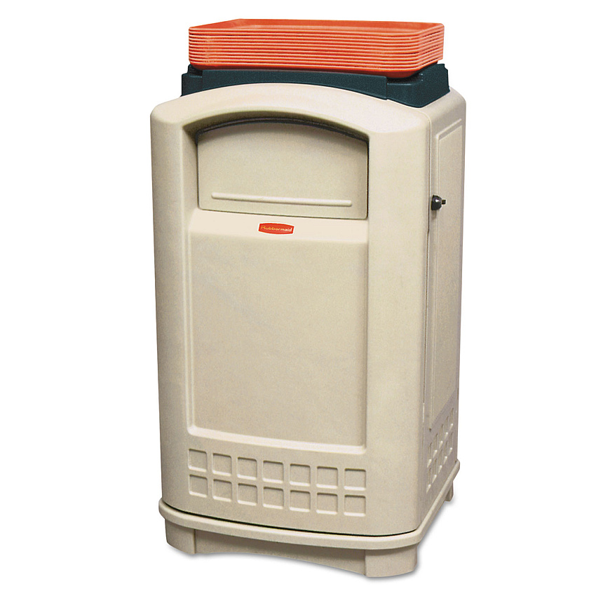 Rubbermaid Commercial Plaza Lunch Tray Top Container, 50 gal, Plastic, Beige (RCP3963BEI)
