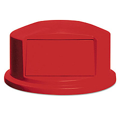 Rubbermaid Commercial Round BRUTE Dome Top with Push Door, For 44-Gallon Containers, 24.81" Diameter x 12.63h, Red (RCP264788RED)
