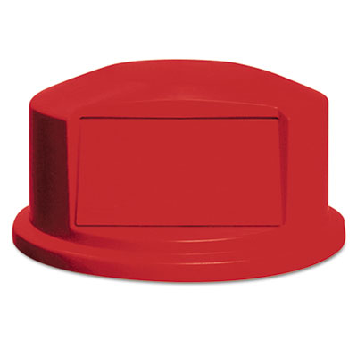 Rubbermaid Commercial Round BRUTE Dome Top with Push Door, For 44-Gallon Containers, 24.81" Diameter x 12.63h, Red (RCP264788RED)