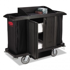 Rubbermaid Commercial Full-Size Housekeeping Cart, Three-Shelf, 22w X 60d X 50h, Black (6191BLA)