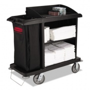 Rubbermaid Commercial Multi-Shelf Cleaning Cart, Three-Shelf, 22w X 49d X 50h, Black (6190BLA)