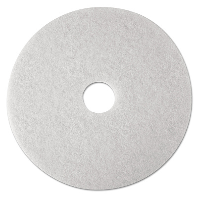 3M Low-Speed Super Polishing Floor Pads 4100, 24" Diameter, White, 5/Carton (MMM08488)