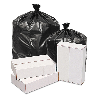GEN Waste Can Liners, 60 gal, 40.64 mic, 38" x 58", Black, 10 Bags/Roll, 10 Rolls/Carton (GEN385820)