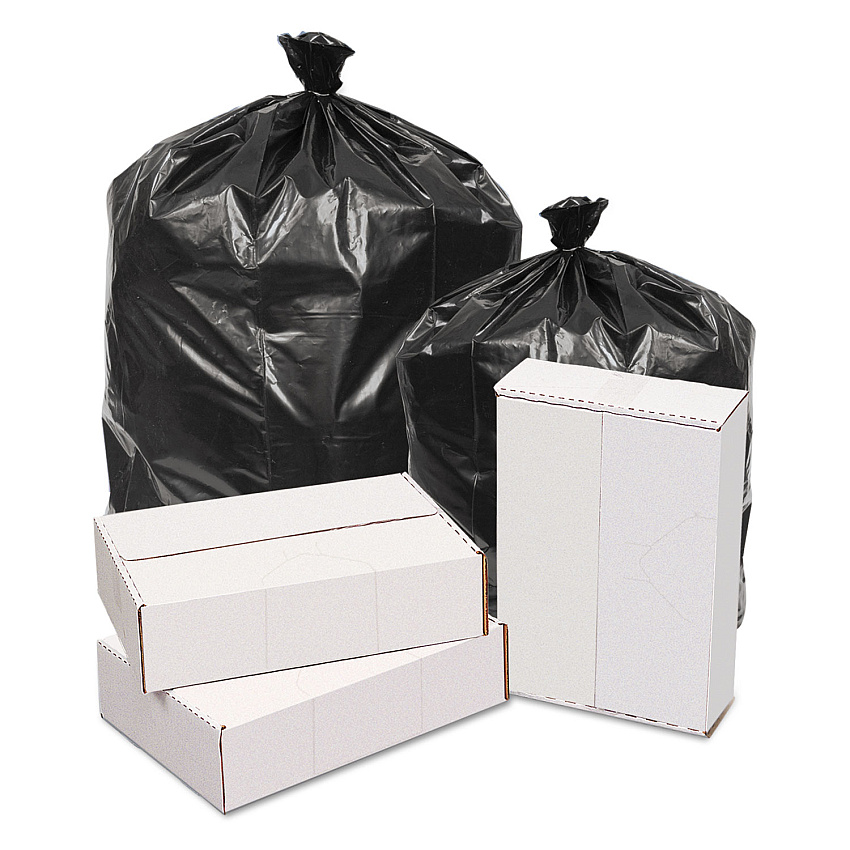 GEN Waste Can Liners, 60 gal, 40.64 mic, 38" x 58", Black, 10 Bags/Roll, 10 Rolls/Carton (GEN385820)