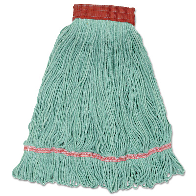 Boardwalk Wideband Looped-End Mop Heads, Large, Green, 12/Carton (BWKLM30314L)