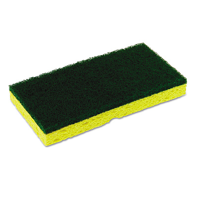 Continental Medium-Duty Sponge N' Scrubber, 3.38 x 6.25, 0.88" Thick, Yellow/Green, 3/Pack, 8 Packs/Carton (CMC74H)