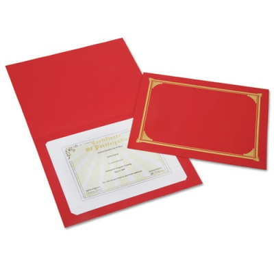 AbilityOne 7510016272960 SKILCRAFT Gold Foil Document Cover, 12.5 x 9.75, Red, 6/Pack