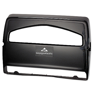Georgia Pacific Professional Safe-T-Gard Toilet Seat Cover Dispenser, Half-Fold, 16.38 x 2.5 x 11.75, Black (GPC57748)
