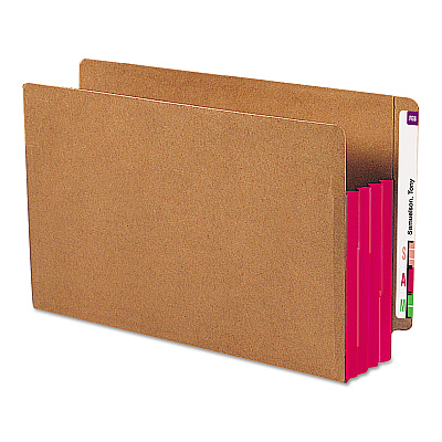 Smead Redrope Drop-Front End Tab File Pockets, Fully Lined 6.5" High Gussets, 3.5" Expansion, Legal Size, Redrope/Red, 10/Box (SMD74686)