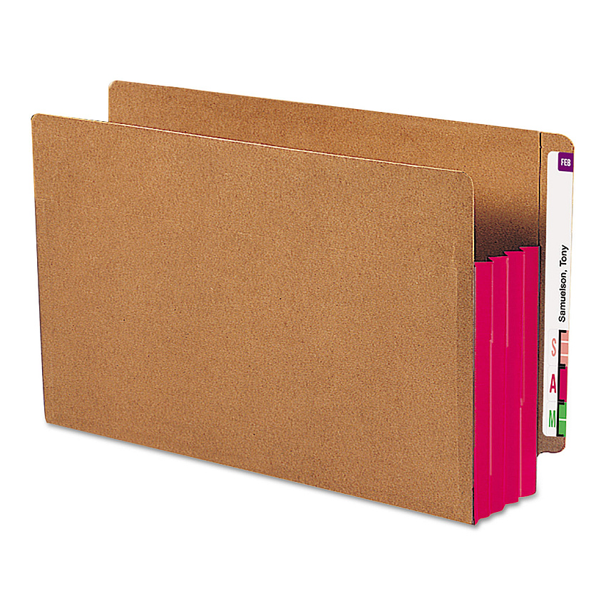 Smead Redrope Drop-Front End Tab File Pockets, Fully Lined 6.5" High Gussets, 3.5" Expansion, Legal Size, Redrope/Red, 10/Box (SMD74686)