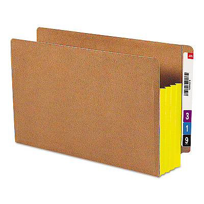 Smead Redrope Drop-Front End Tab File Pockets, Fully Lined 6.5" High Gussets, 3.5" Expansion, Legal Size, Redrope/Yellow, 10/Box (SMD74688)