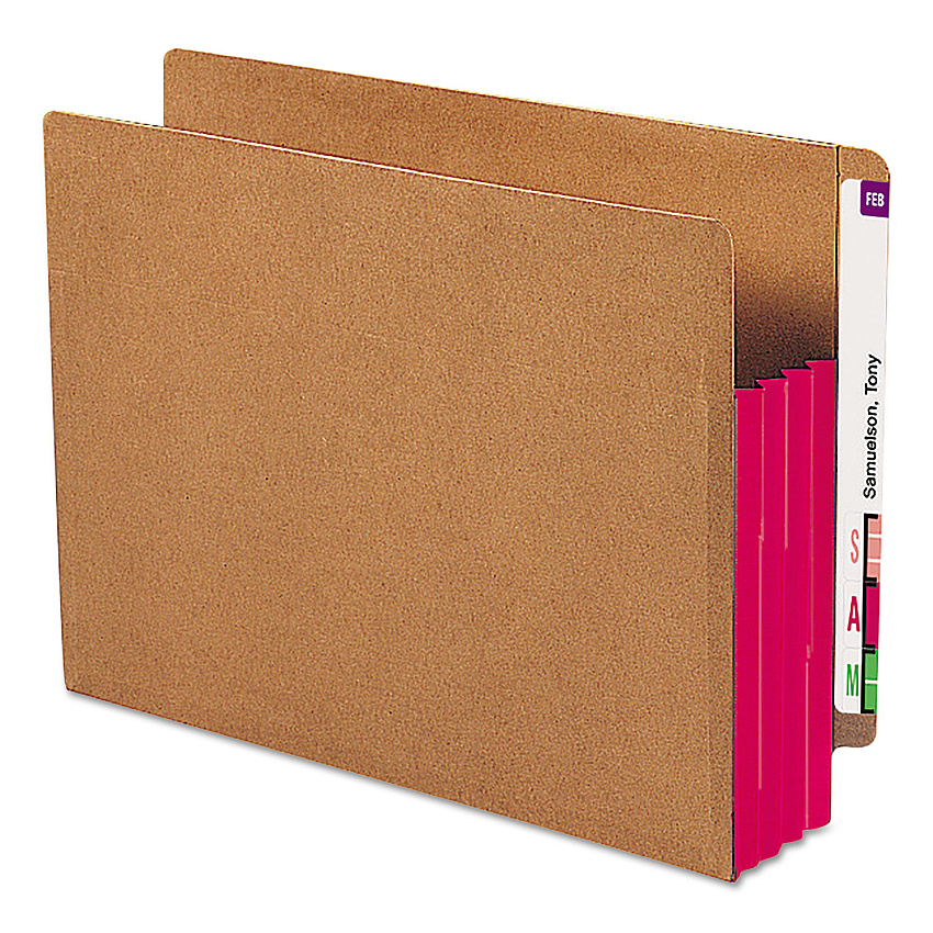 Smead Redrope Drop-Front End Tab File Pockets, Fully Lined 6.5" High Gussets, 3.5" Expansion, Letter Size, Redrope/Red, 10/Box (SMD73686)